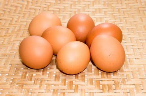 Egg  with basketwork background. Stock Photos
