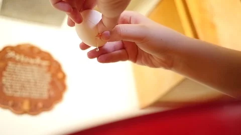 Egg Being Cracked in Slow Motion Stock Footage 82953434