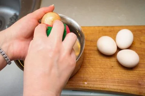 Egg bleaching procedure Stock Photos