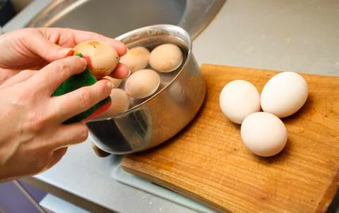 Egg bleaching procedure Stock Photos