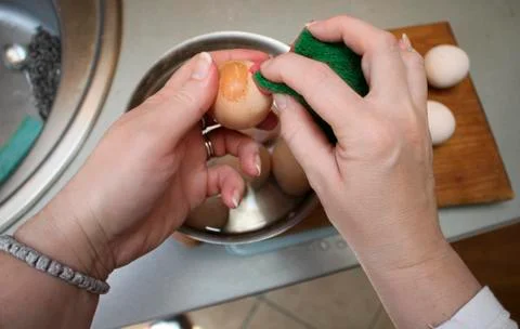 Egg bleaching procedure Stock Photos