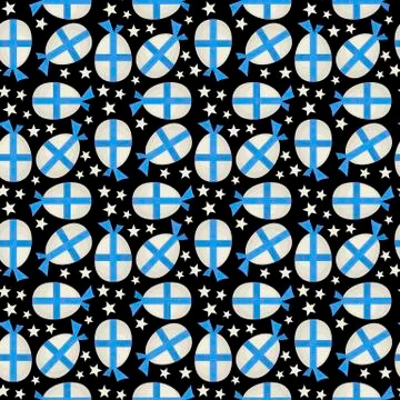 Egg with blue bow seamless pattern. Stock Illustration