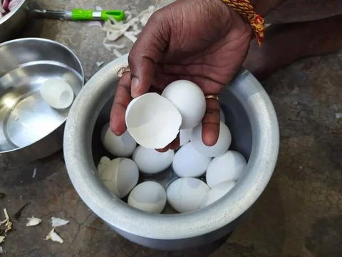 Egg boiling with water make it hard. Stock Photos