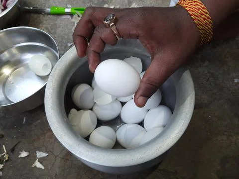 Egg boiling with water make it hard. Stock Photos