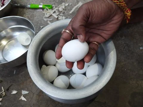 Egg boiling with water make it hard. Fotos Stock