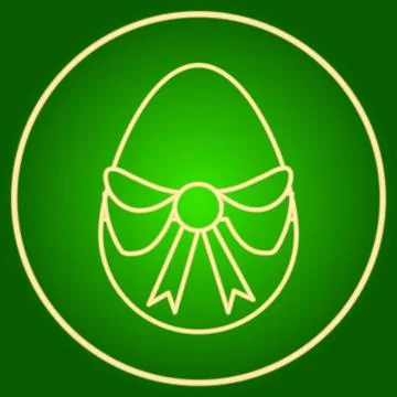 Egg with a bow in the neon circle. Easter. Stock Illustration