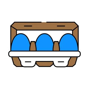 Egg box chicken icon color illustration Stock Illustration