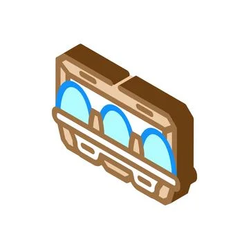 Egg box chicken isometric icon vector illustration Stock Illustration