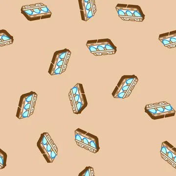 Egg box chicken isometric icon seamless pattern Stock Illustration