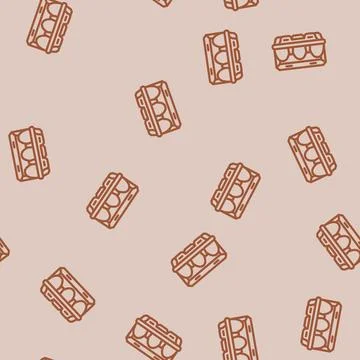 Egg box chicken line vector seamless pattern Stock Illustration