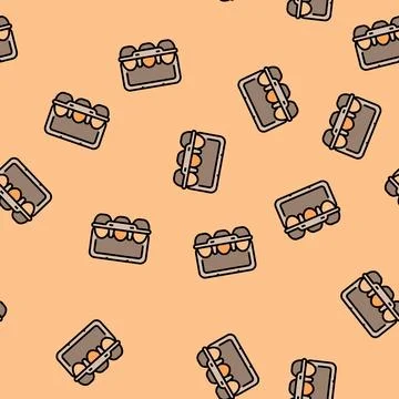 Egg box chicken vector seamless pattern Stock Illustration