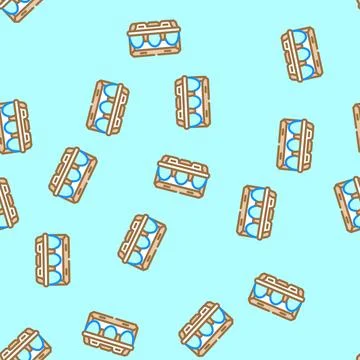 Egg box chicken vector seamless pattern Stock Illustration