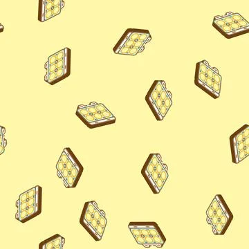 Egg box hen isometric icon seamless pattern Stock Illustration