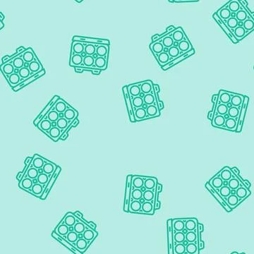 Egg box hen line vector seamless pattern Stock Illustration