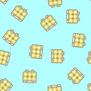 Egg box hen vector seamless pattern Stock Illustration