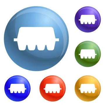 Egg box icons set Stock Illustration