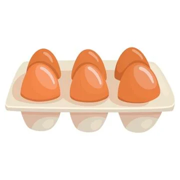 Egg box storage or packaging, eggs in tray isolated on white background. Vector Stock Illustration