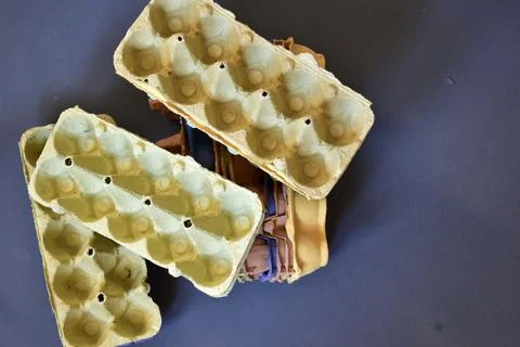 Egg boxes shoot in studio garbage concept Stock Photos