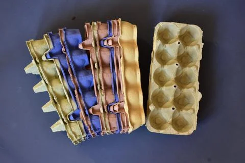 Egg boxes shoot in studio garbage concept Stock Photos