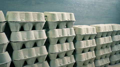 Egg Boxes Stacked Up For Sale Stock Footage 340850720