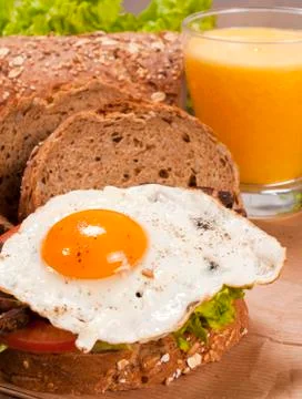 Egg on bread Stock Photos