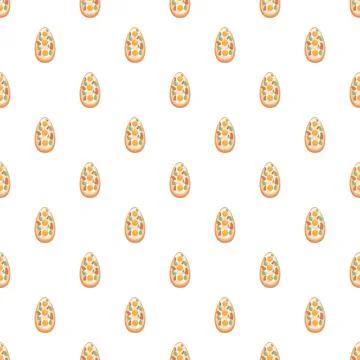 Egg breakfast pizza seamless cartoon background pattern Illustrazione stock