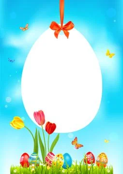 Egg Bright blue easter card Stock Illustration