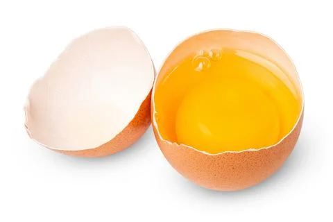 Egg. Brown eggs. Half an egg with yellow yolk Stock Photos
