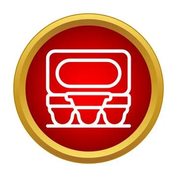 Egg carton container icon in red circle gold border Stock Illustration