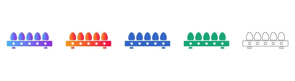 Egg Carton Icons Set in Gradient and Line Art Styles Ilustração Stock