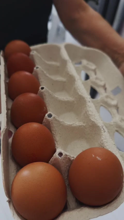 Egg carton opening and selecting Stock Footage 343420015