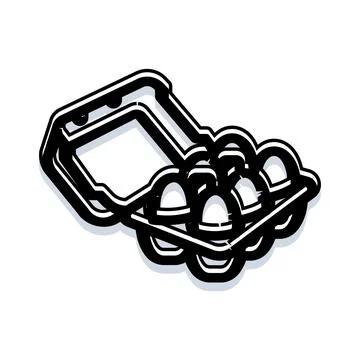 Egg carton with six eggs line art concept Stock Illustration