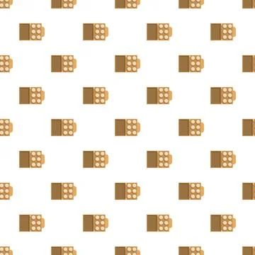 Egg cartons with six eggs creating seamless pattern Stock Illustration