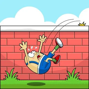 Egg Cartoon Character Falling Off The Wall Stock Illustration
