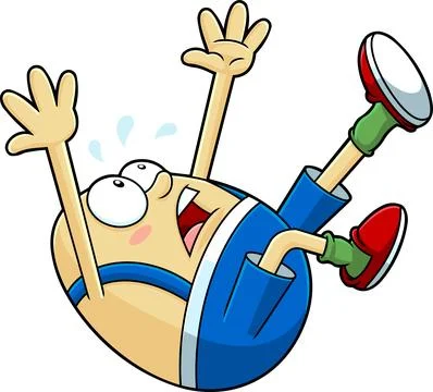 Egg Cartoon Character Falling Off The Wall Stock Illustration