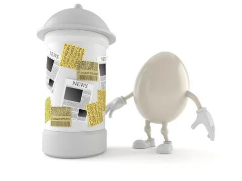 Egg character with advertising column Stock Illustration