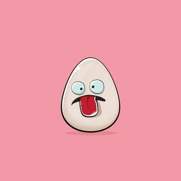 Egg character. Cartoon white egg isolated on pink background. Funky food egg Stock Illustration
