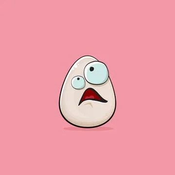 Egg character. Cartoon white egg isolated on pink background. Funky food egg Stock Illustration