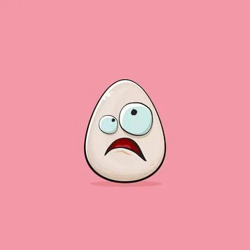 Egg character. Cartoon white egg isolated on pink background. Funky food egg Stock Illustration