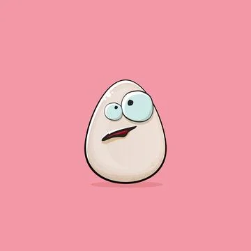 Egg character. Cartoon white egg isolated on pink background. Funky food egg Stock Illustration