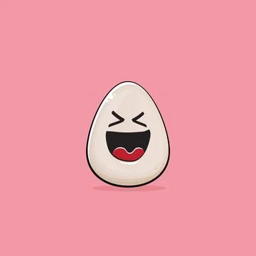 Egg character. Cartoon white egg isolated on pink background. Funky food egg Stock Illustration