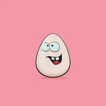 Egg character. Cartoon white egg isolated on pink background. Funky food egg Stock Illustration