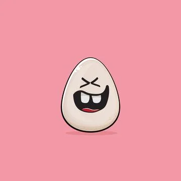 Egg character. Cartoon white egg isolated on pink background. Funky food egg Stock Illustration