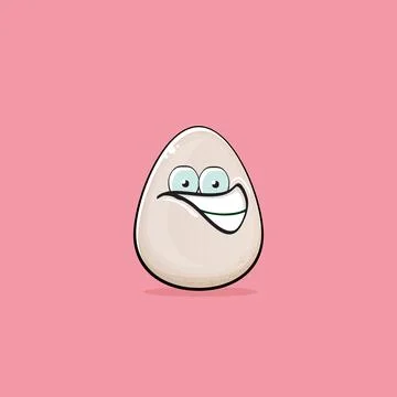 Egg character. Cartoon white egg isolated on pink background. Funky food egg Stock Illustration