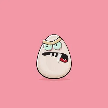 Egg character. Cartoon white egg isolated on pink background. Funky food egg Stock Illustration