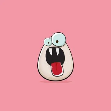 Egg character. Cartoon white egg isolated on pink background. Funky food egg Stock Illustration
