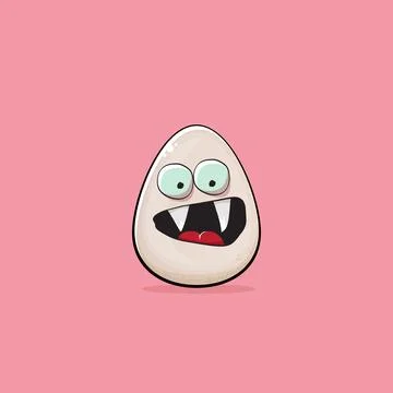 Egg character. Cartoon white egg isolated on pink background. Funky food egg Stock Illustration