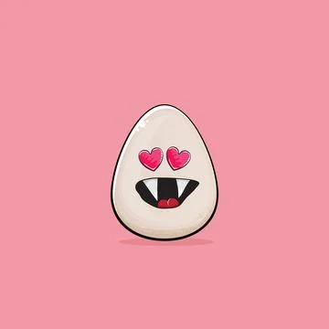 Egg character. Cartoon white egg isolated on pink background. Funky food egg Stock Illustration