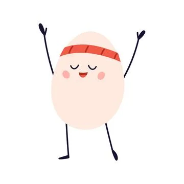 Egg character for easter or eggs day. Cute cartoon funny person. Vector isola Stock Illustration