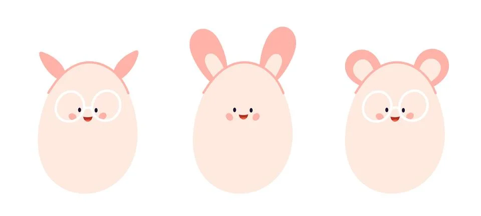 Egg character for easter or eggs day. Cute cartoon funny person. Vector isola Illustrazione stock